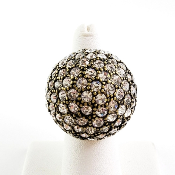 Y2K 1990s Pave Rhinestone Stretch Ring - Picture 7 of 10